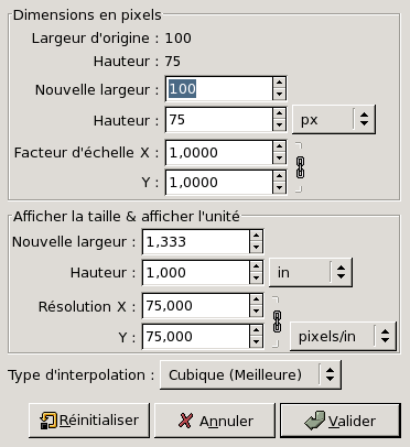 Échelle et taille de l'image